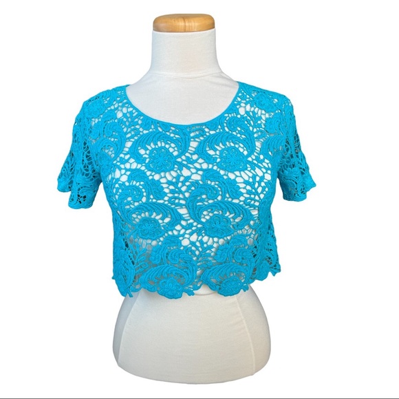 NWOT Delia’s Crocheted Crop Top Teal Turquoise